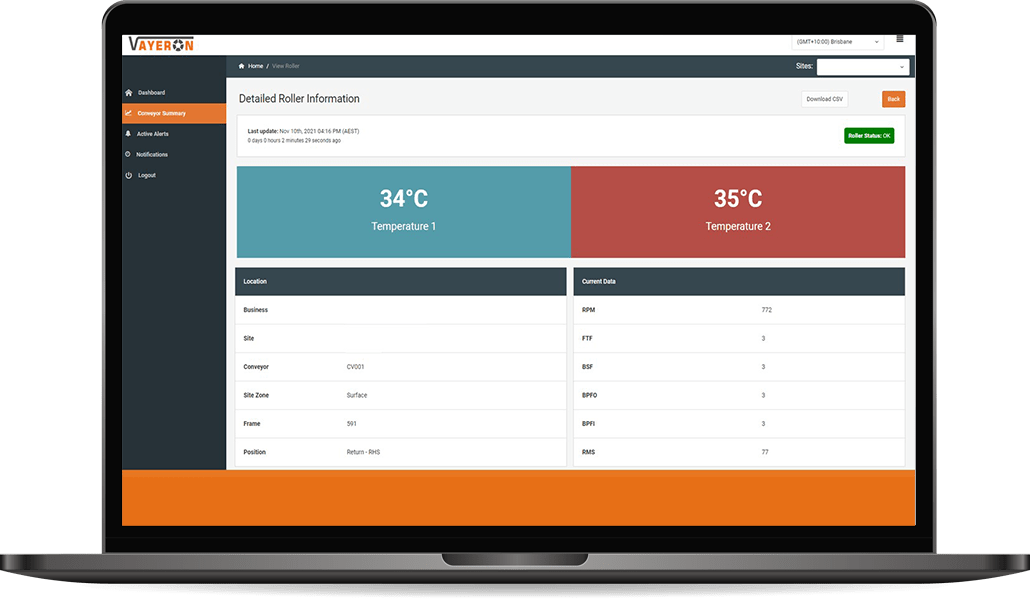 контроль температури роликів конвеєра